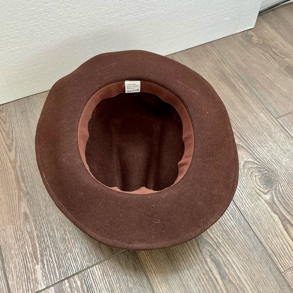100 % wool Brown Wide Brim Fedora Hat main image 6